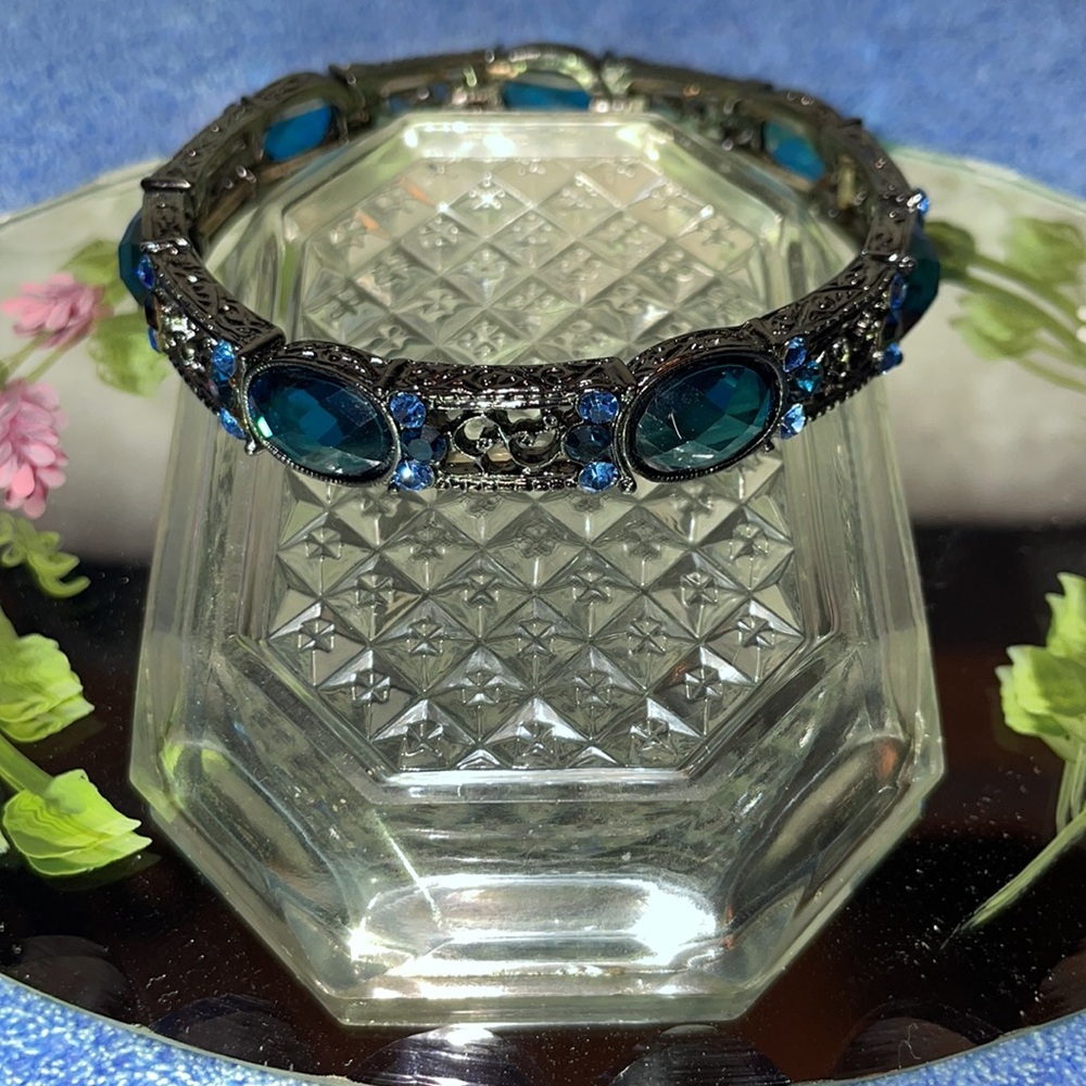 Vintage 1980’s Blue Silver Link Bracelet - Picture 3 of 5